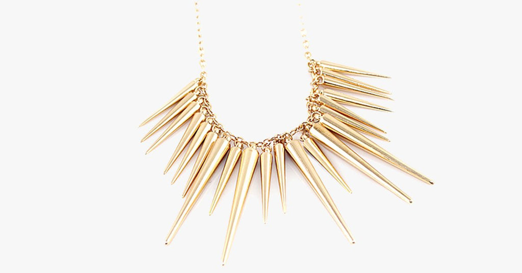 Gold Spike Statement Necklace - FREE SHIP DEALS