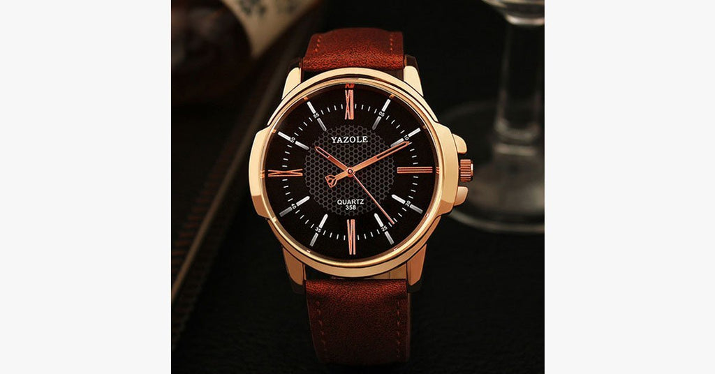 Rose Gold Quartz Men's Wrist Watch