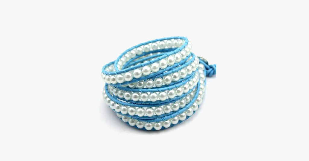 Blue Pearl Wrap Bracelet - FREE SHIP DEALS