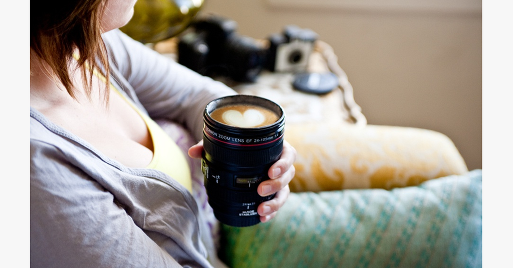 SLR Camera Lens Stainless Steel Travel Coffee Mug with Leak-Proof Lid - FREE SHIP DEALS