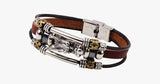 Tibetan Dragon Silver Unisex Leather Bracelet