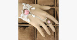Pink Rose Ring-to-Wrist Bracelet