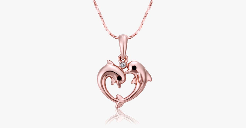 Two Dolphin Heart Pendant - FREE SHIP DEALS