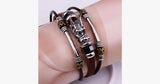 Tibetan Dragon Silver Unisex Leather Bracelet