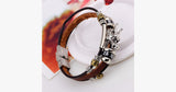 Tibetan Dragon Silver Unisex Leather Bracelet