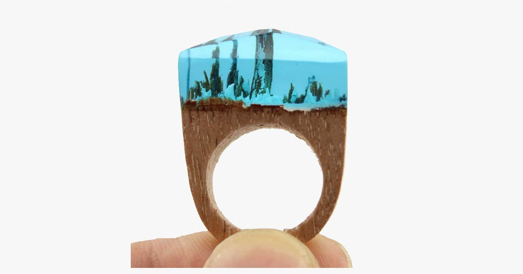 Aqua Snow Wood Ring - FREE SHIP DEALS