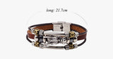 Tibetan Dragon Silver Unisex Leather Bracelet