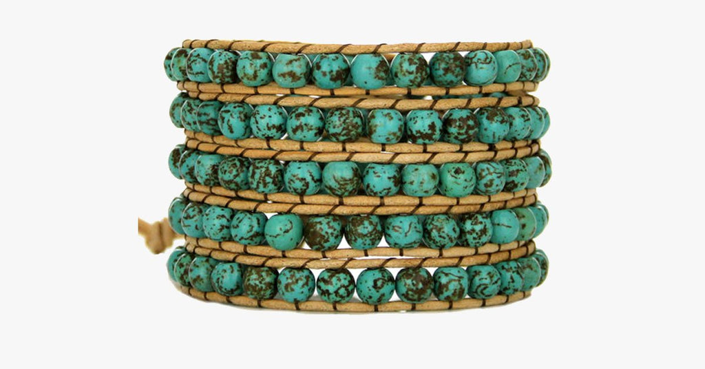 Natural Turquoise Stone Wrap Bracelet - FREE SHIP DEALS