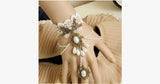 White Pearl Ring-to-Wrist Bracelet - FREE SHIP DEALS