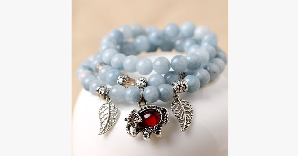 Aquamarine Multi-layer Ruby Stone Elephant Bracelet - FREE SHIP DEALS