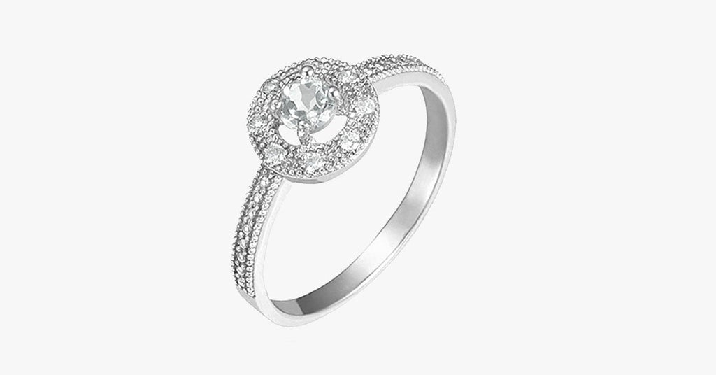 Silver 1/3 CTW White Topaz Round with Halo CZ Stones