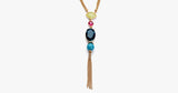 Long Multi-Colored Gem Stone Tassel Necklace - FREE SHIP DEALS