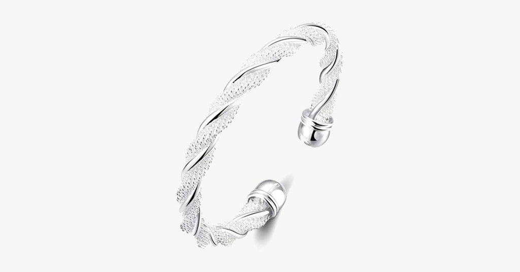 Silver Braided Cuff Bangle