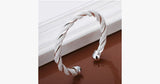 Silver Braided Cuff Bangle