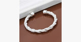 Silver Braided Cuff Bangle