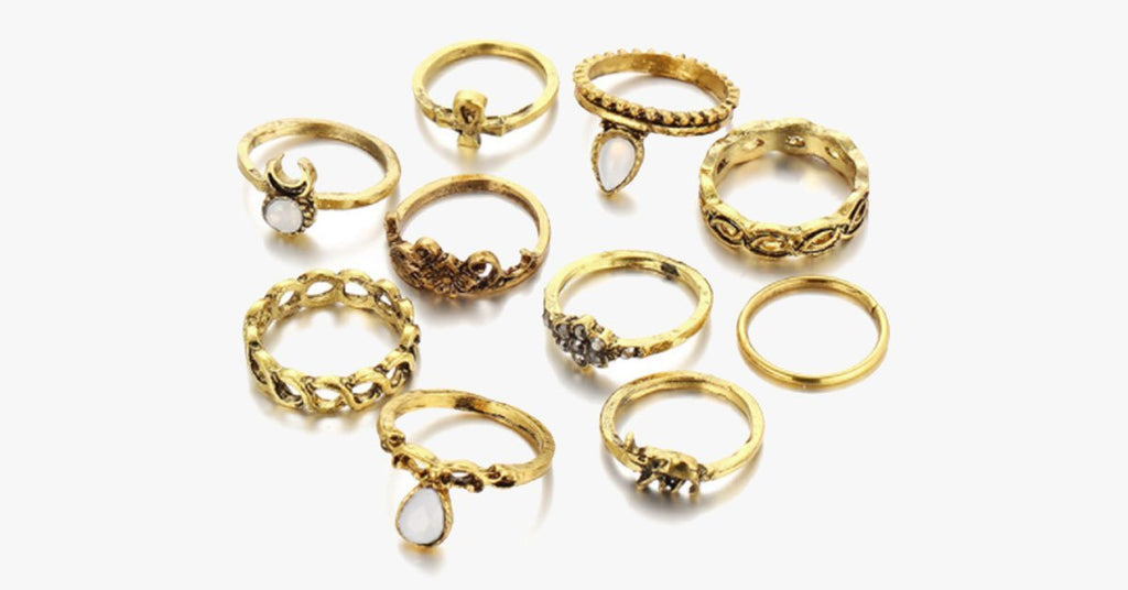 Vintage Flower Midi Rings 10pcs Set - FREE SHIP DEALS