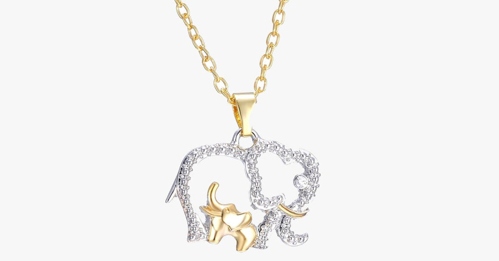 Mommy And Baby Elephant Pendant Necklace - FREE SHIP DEALS