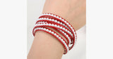 White Pearl on Red Leather - FREE SHIP DEALS