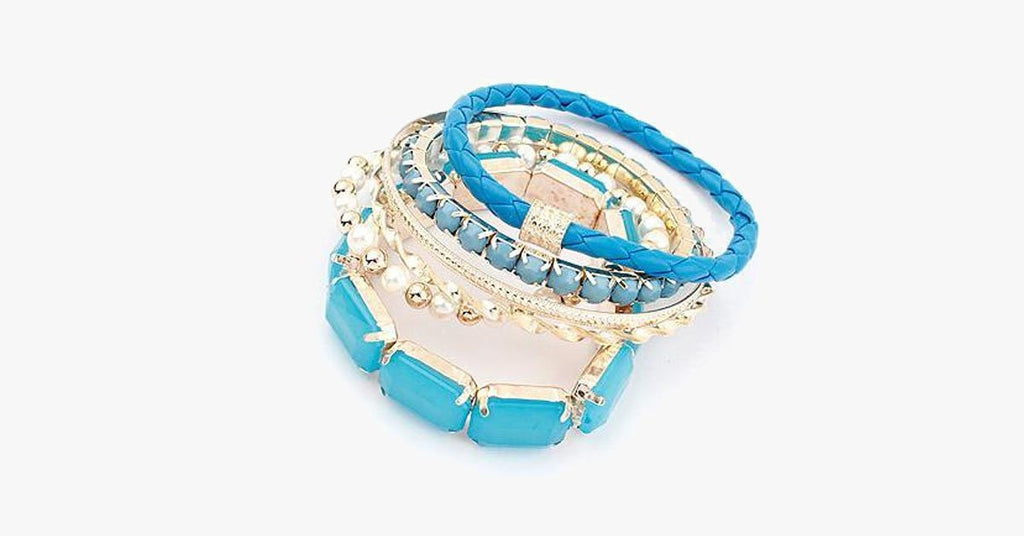 Ocean Blue Pearl Bracelet Set - FREE SHIP DEALS