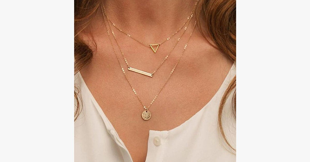 Vintage Hollow out Triangle Layer Necklace - FREE SHIP DEALS