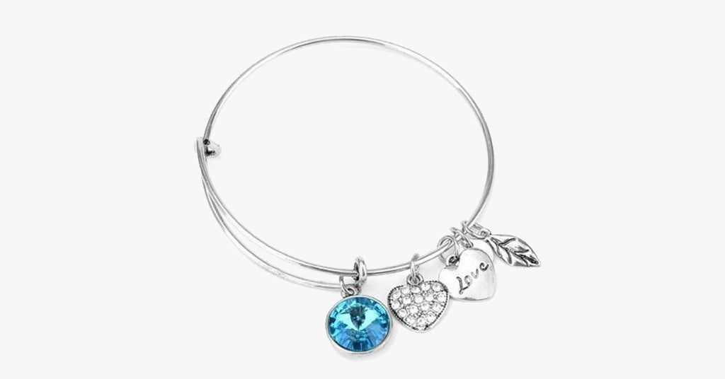 March Birthstone Charm Bangle