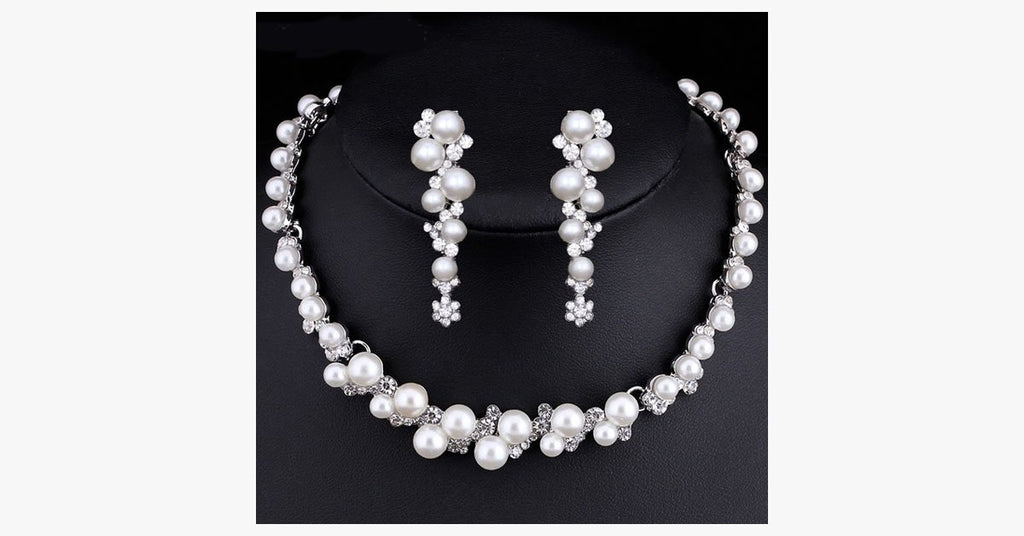 Flower Choker Pearl Necklace Set - FREE SHIP DEALS