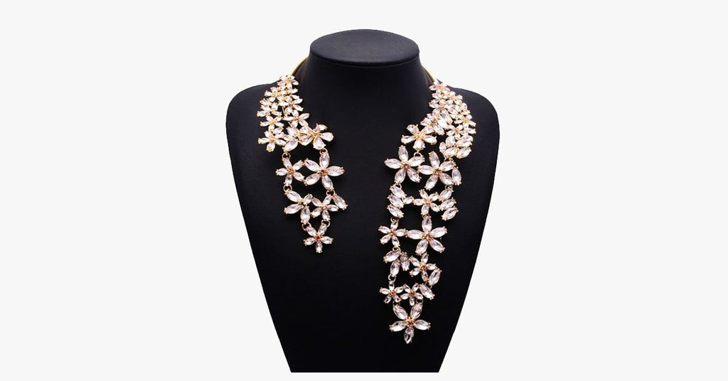 Chunky Crystal Flower Choker Necklace - FREE SHIP DEALS