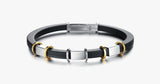 Punk Gold Stainless Steel Black Genuine Silicone Men's Bracelet - FREE SHIP DEALS