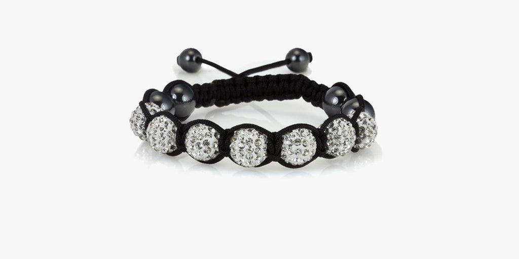 White Crystal Balla Style Adjustable Bracelet - FREE SHIP DEALS