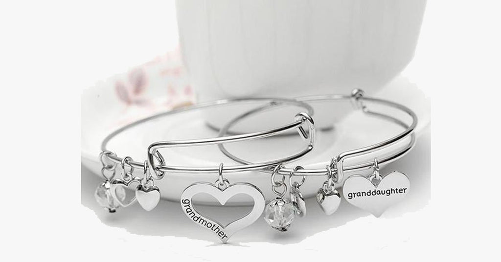 Grandmother Granddaughter Charms Bangle Set - FREE SHIP DEALS