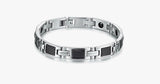 Silver on Black Stainless Steel Men's Bracelet - FREE SHIP DEALS