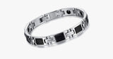 Silver on Black Stainless Steel Men's Bracelet - FREE SHIP DEALS