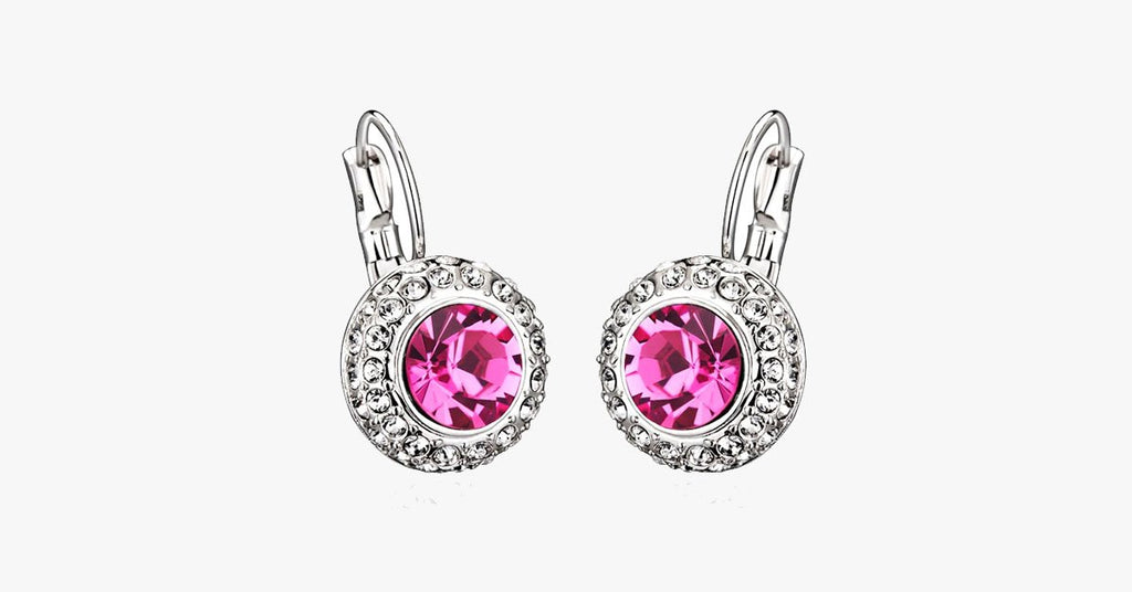Austrian Crystal Round Dangle Drop Earrings - FREE SHIP DEALS