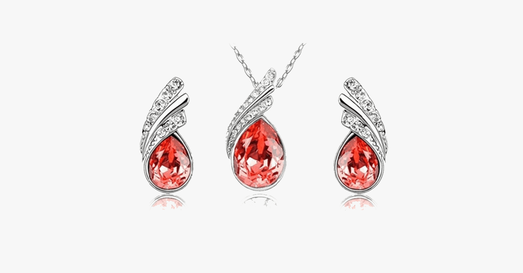 Angel Tear Drop Austrian Crystal Pendant & Earring Set - FREE SHIP DEALS