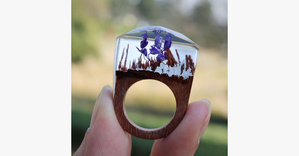 Purple Flower Wood Ring - FREE SHIP DEALS