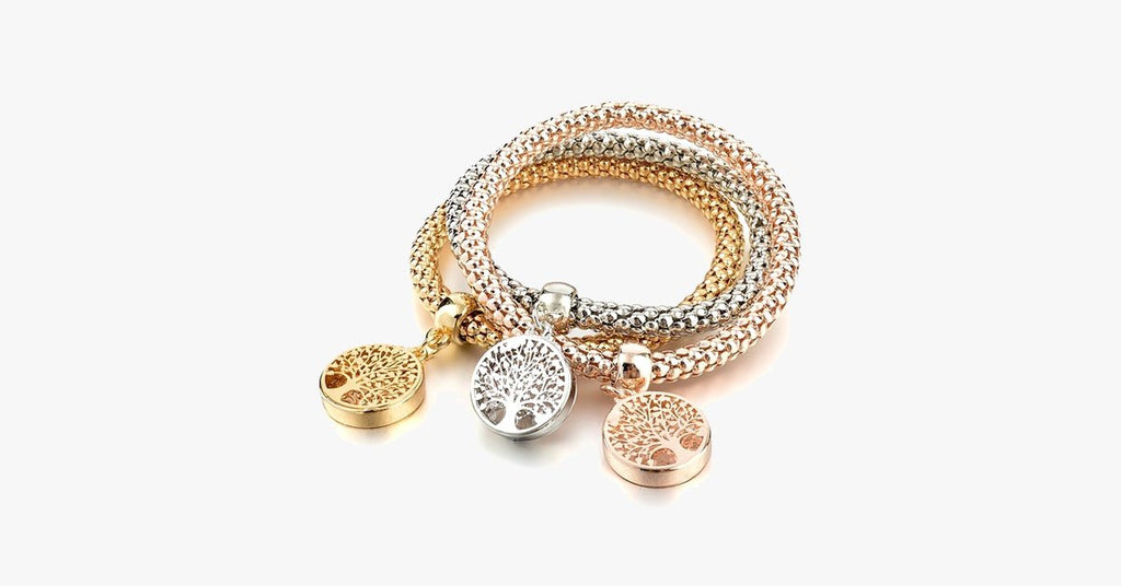 Austrian Rhinestones Tree of Life Charm Mesh Bracelet - FREE SHIP DEALS