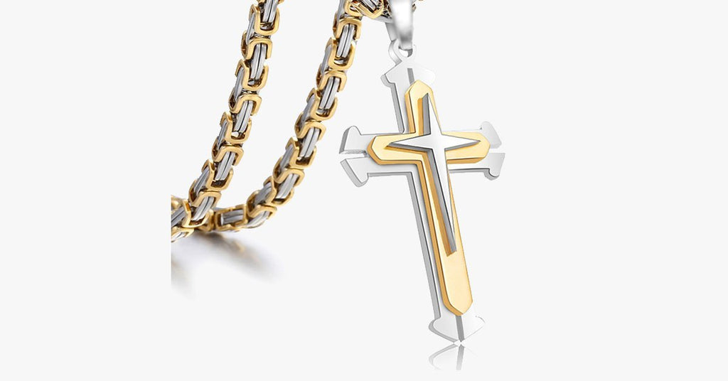Men's Stainless Steel 3 Layer Cross Pendant