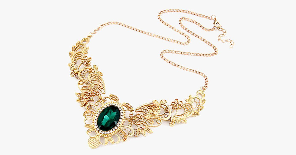 Green Emerald Statement Necklace - FREE SHIP DEALS