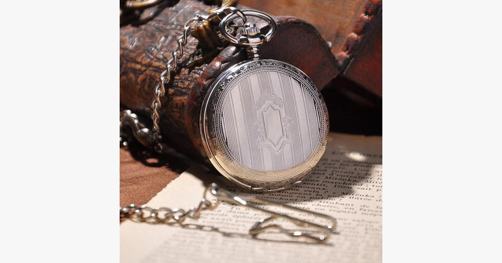 Silver Shield Full Hunter Pocket Watch - FREE SHIP DEALS