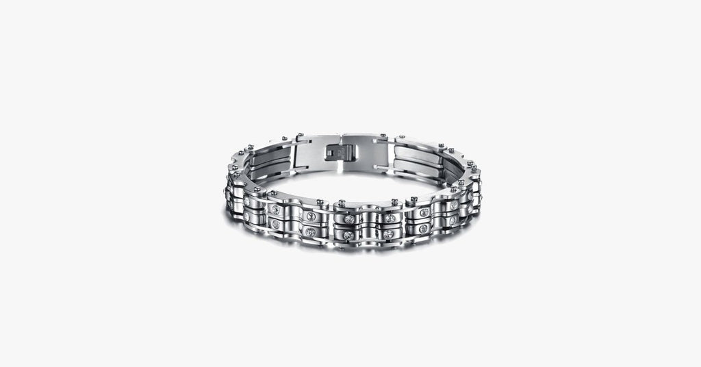 Clean CZ Diamond Stainless Steel Men's Bracelet - FREE SHIP DEALS
