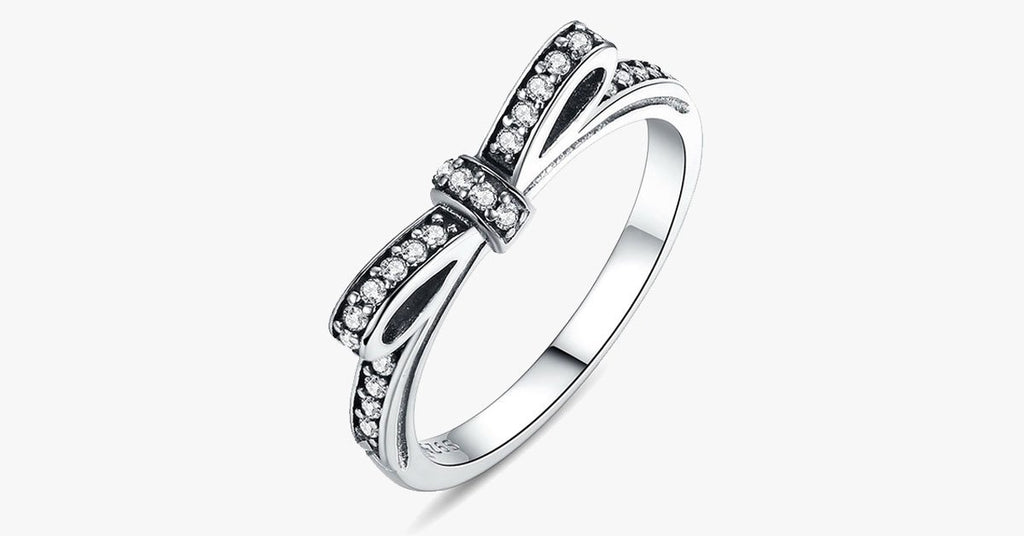 Silver Sparkling Bow Knot Stackable Ring - FREE SHIP DEALS