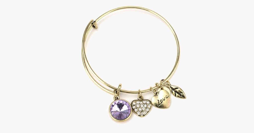 June Birthstone Charm Bangle - FREE SHIP DEALS