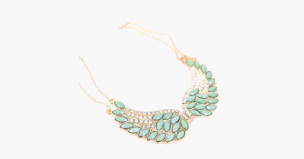 Turquoise Beads Angel Wing Statement Necklace - FREE SHIP DEALS