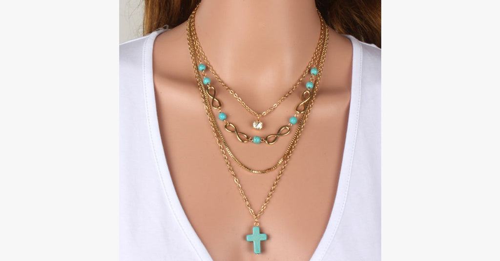 Turquoise Cross Chic Necklace - FREE SHIP DEALS