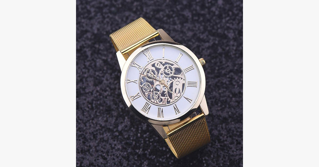 Simple Golden Stainless Steel Thin Strap Watch - FREE SHIP DEALS