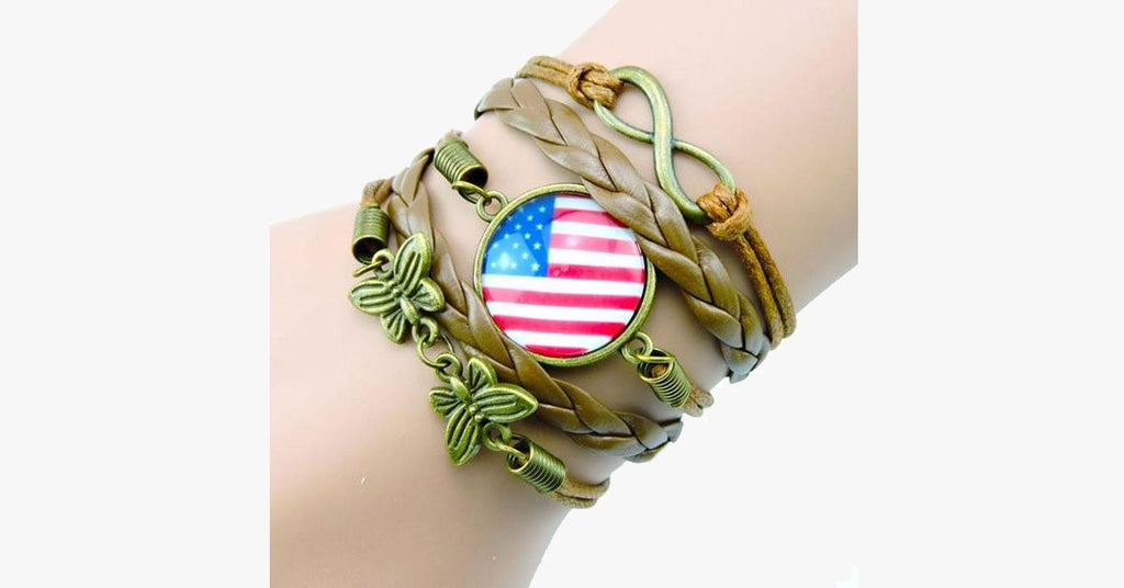 Handmade Vintage USA Flag Bracelet - FREE SHIP DEALS