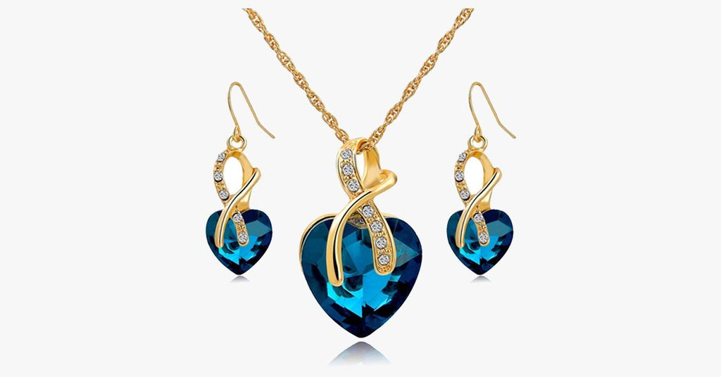 Crystal Gem Heart Necklace Set - FREE SHIP DEALS