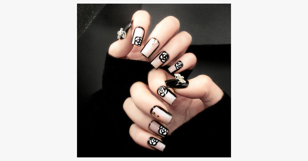 Black Rose Transparent Nails - FREE SHIP DEALS