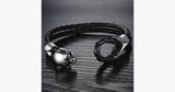 Dirty Skull Black Leather Men's Bracelet - FREE SHIP DEALS