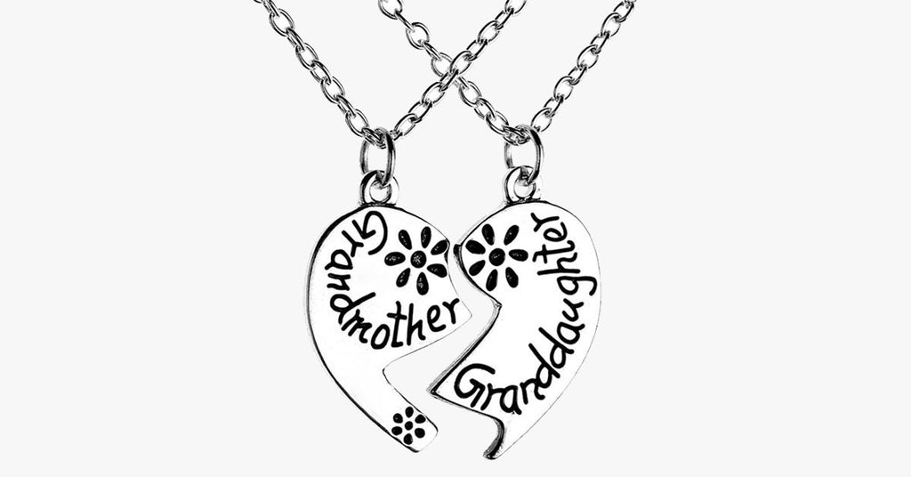 Love Heart Grandmother Granddaughter Pendant Necklace - FREE SHIP DEALS